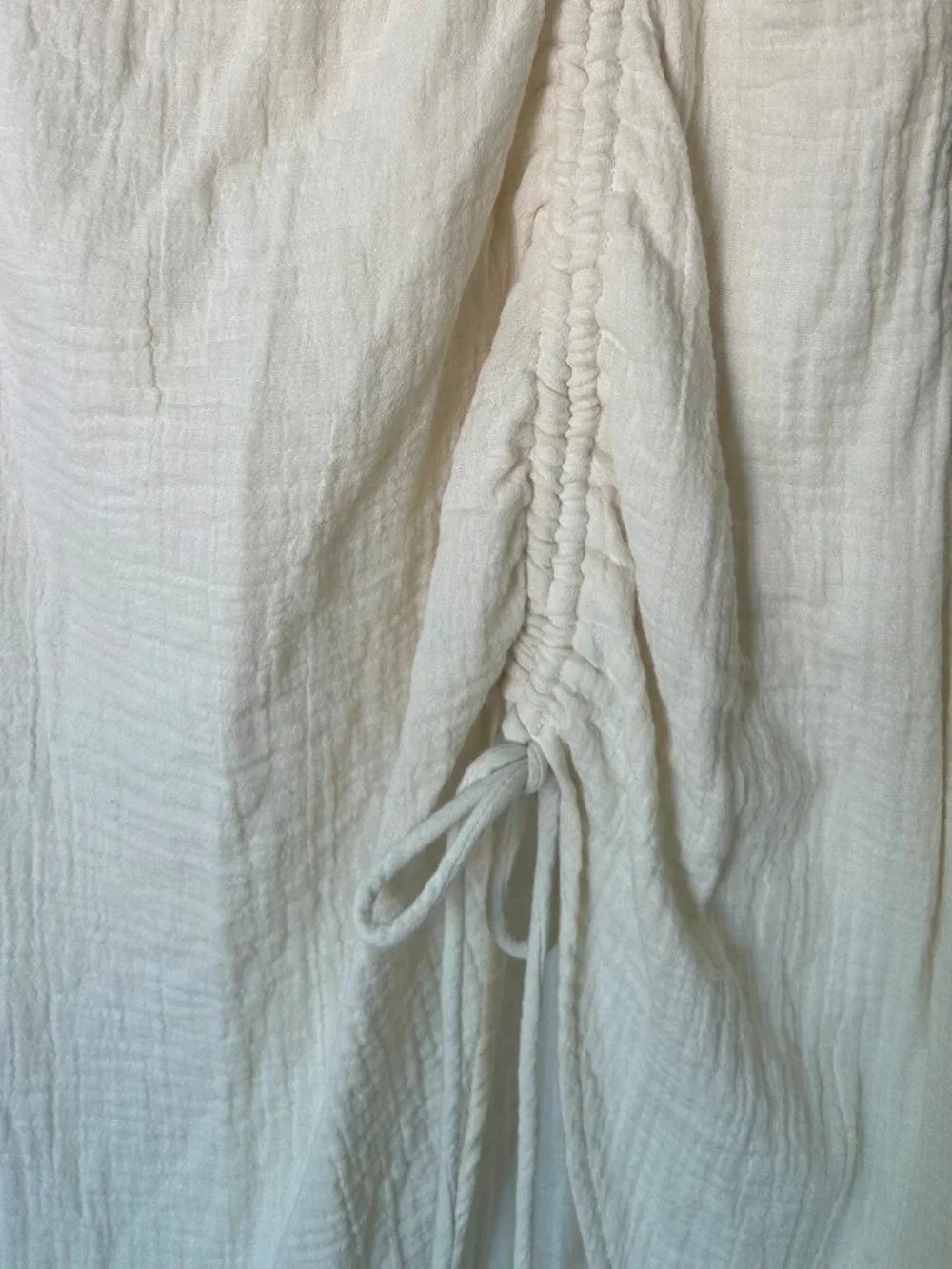FREE PEOPLE Cerine Ruched Gauze Midi Skirt Natural Beige Sz 0 EUC